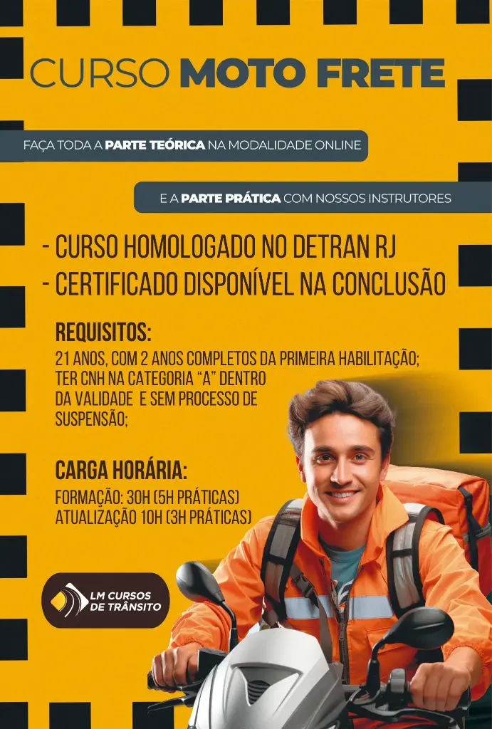 Curso especializado obrigatório destinado aos profissionais em entrega de mercadorias (motofretista)