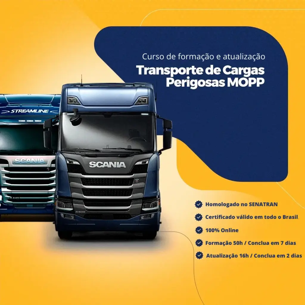Curso MOPP: para Condutores de Veículos de Transporte de Produtos Perigosos
