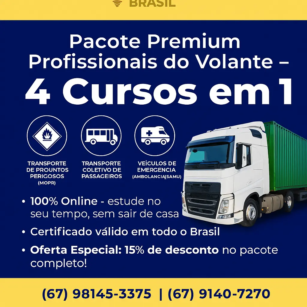 🚛 Pacote Premium Profissionais do Volante – 4 Cursos em 1 
